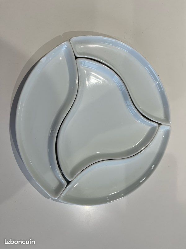 Plat céramique blanc compartiment (image 1)