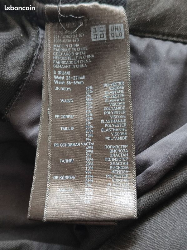 Combinaison Pantalon UNIQLO Noir - Taille M - Occasion Très Bon état