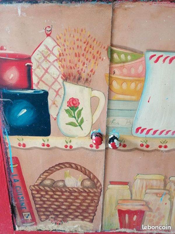 Meuble confiturier vintage en bois rouge (image 9)
