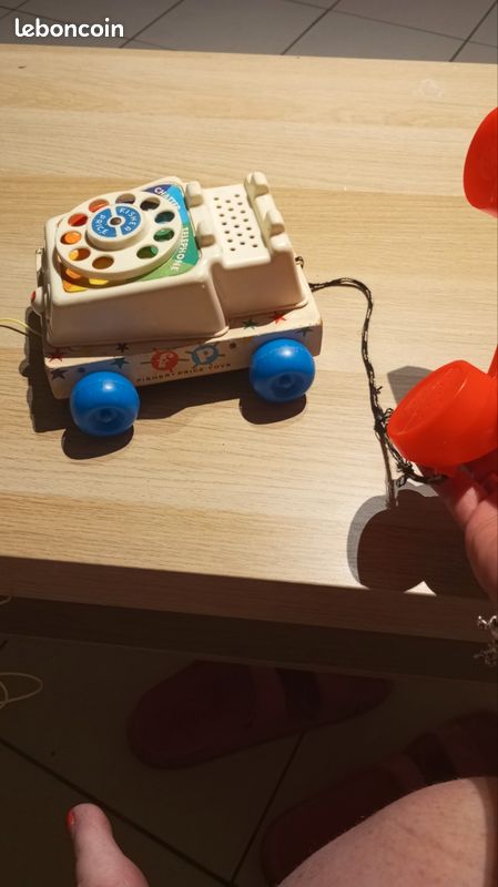 Jeu a tirer téléphone vintage chatter téléphone fisher price année 1960 base bois (image 2)