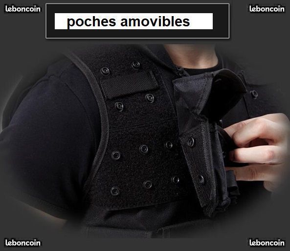 Gilet haute visibilité noir avec poches Sécurité Privée
