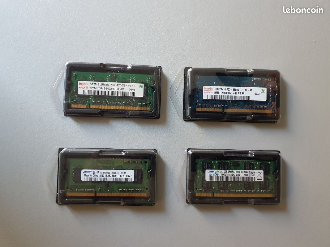 Lot De 5 Barrettes Mémoire PC2 Ou PC3 | Occasion, Diverses Marques, Capacité 2 Ou 4 Go