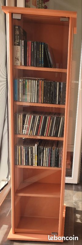 Meuble support 1 porte vitrée aimantée CD DVD LIVRES (image 1)