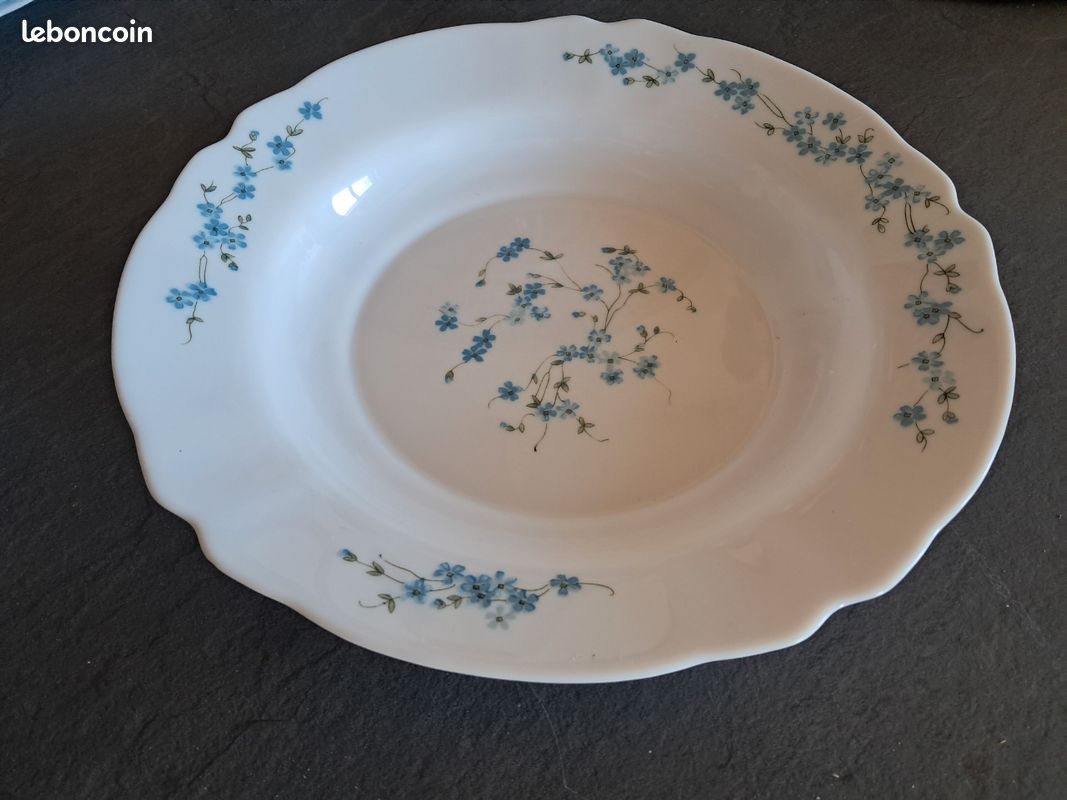 Plat De Service Vintage Arcopal Veronica Myosotis – Diamètre 29cm, Bleu