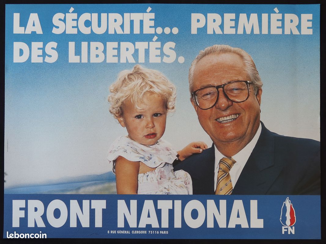 Affiche De Campagne Politique Front National Jean-Marie Le Pen Vintage - Occasion
