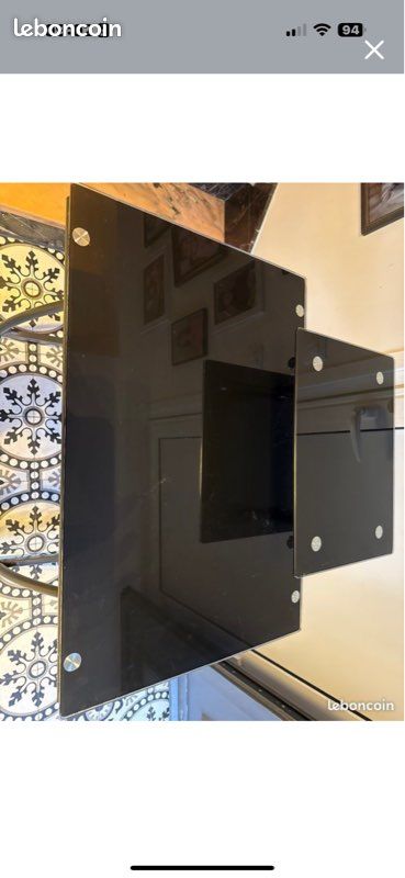 Bureau PC laqué noir en verre (image 2)