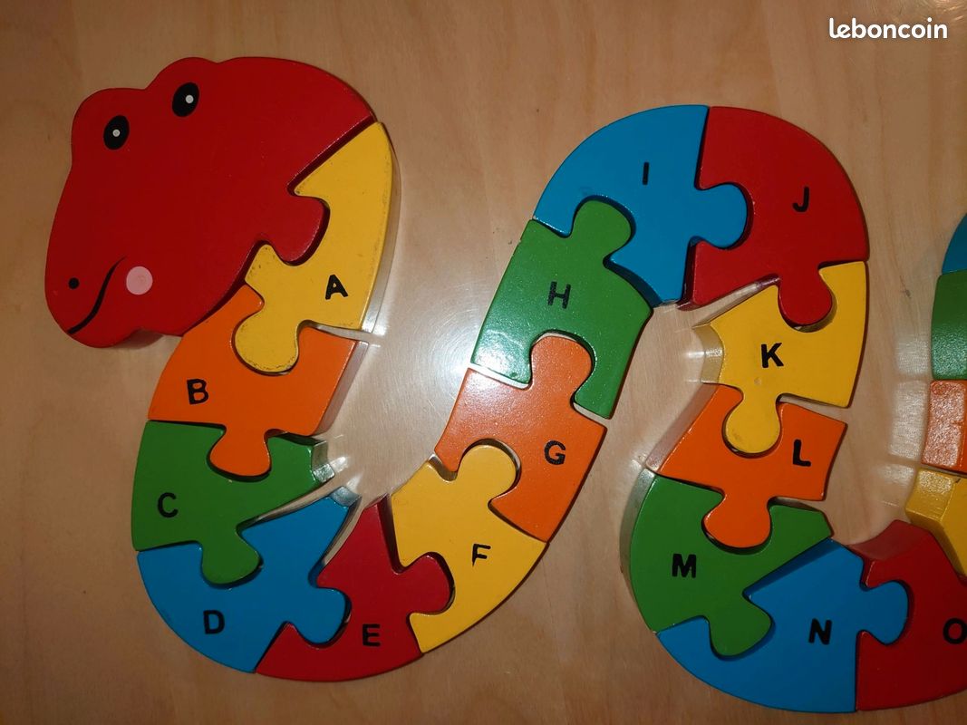 Bon66 Alphabet Puzzle Blocs De Construction Animal En Bois Puzzle En Bois Serpent Lettres Chifes Bloc Jouets Pour Enfants Jouets Serpent | Rakuten