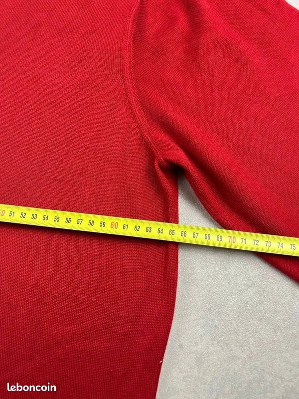 Pull Lacoste homme col V rouge taille XXL 100% coton logo croco petit crocodile vintage France #G27 (image 10)
