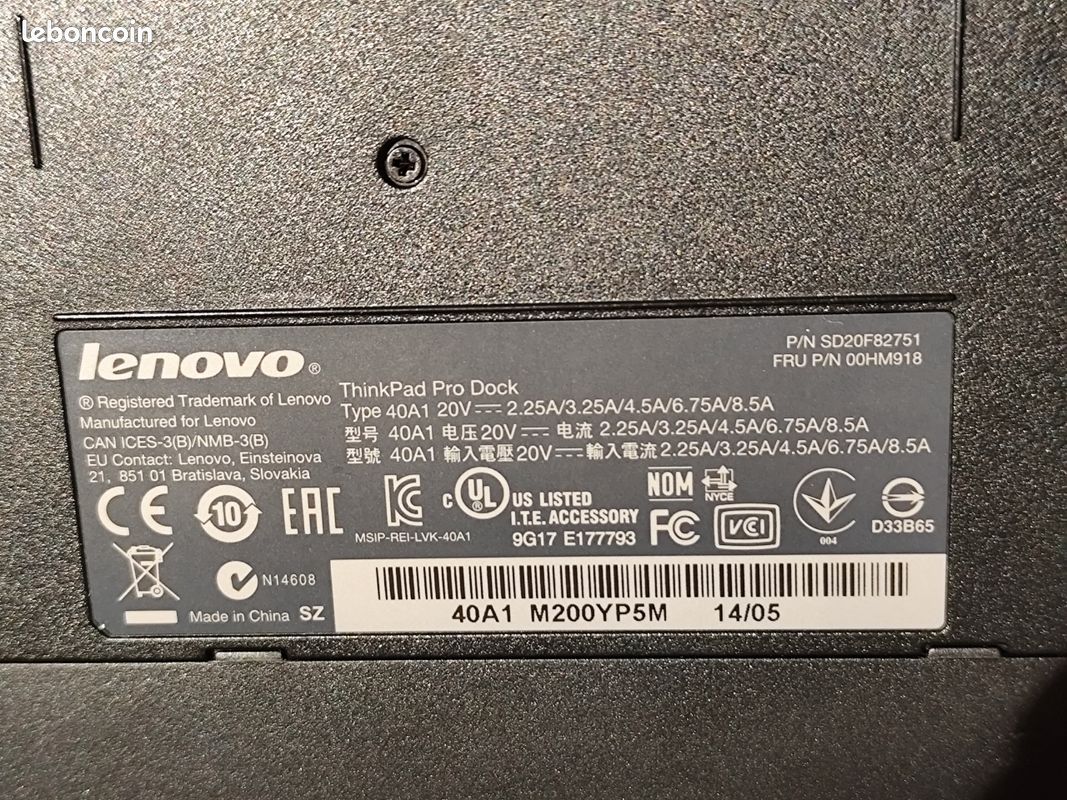 ThinkPad Pro Dock – Station d’accueil Lenovo avec alimentation – Très bon état (image 8)