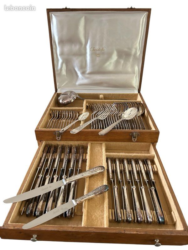 Ménagère Christofle Villeroy 61 pièces métal argenté coffret d’origine (image 2)