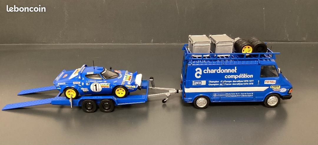 Ensemble Rallye 1/43 – Citroën C35 + Lancia 037 + Remorque Chardonnet – Artisanal Français