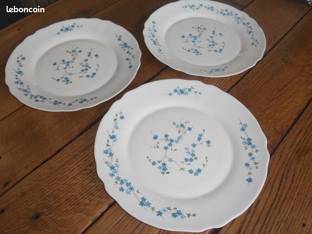 VINTAGE ARCOPAL - 3 Plat de service Myosotis Véronica - Lot n°3 (image 2)