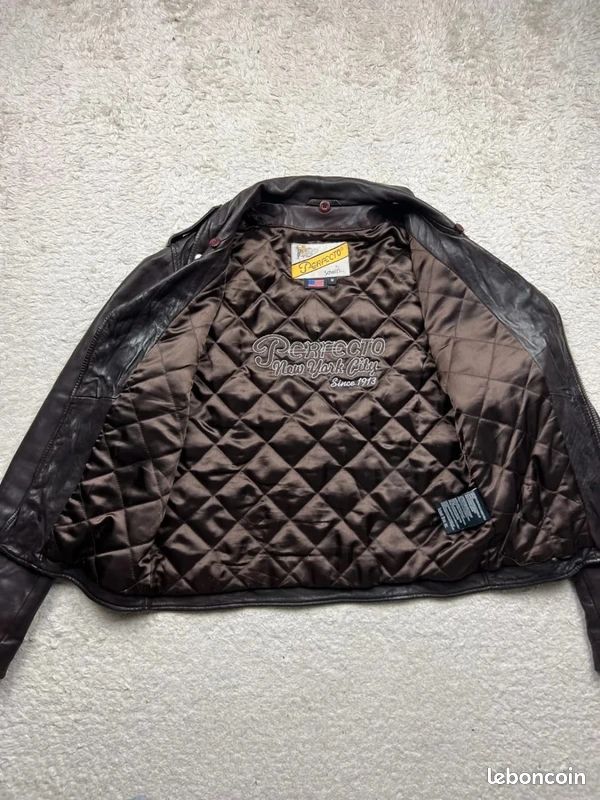 Blouson moto / Perfecto Schott récent cuir d'agneau marron foncé - M femme (image 7)