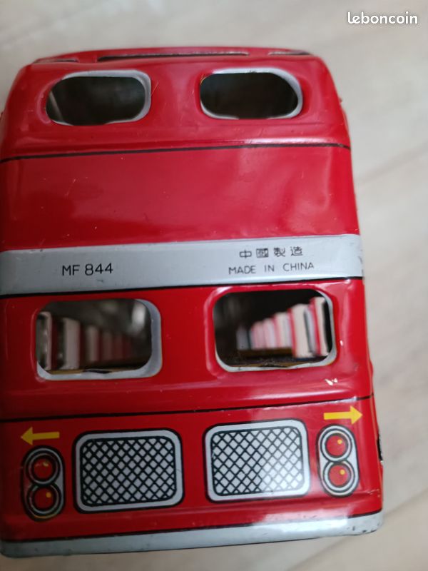 Bus Jouet Friction Rouge – Miniature Métal/Plastique 18,5 Cm – Sans Pile – Cadeau Enfant