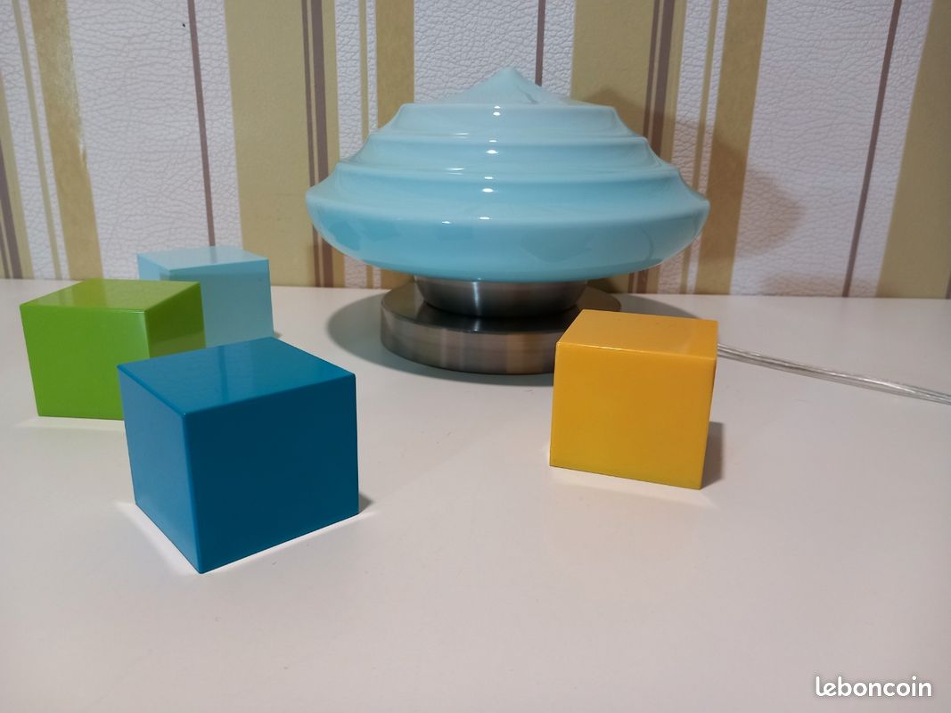 LAMPE A POSER "OPALINE BLEUE" ViNTAGE (image 4)