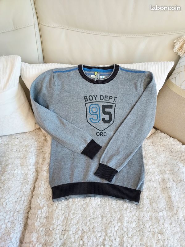 Petit pull Orchestra 10 ans 95 gris noir bleu (image 1)