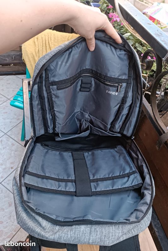 Cartable sac à dos pour ordinateur écolier collégien lycéen gris noir (image 8)
