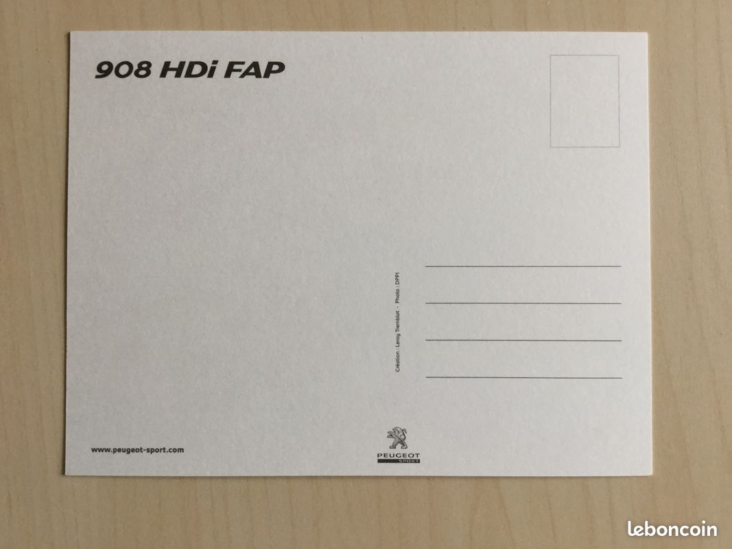 Carte postale Peugeot Sport 908 HDI FAP (image 2)