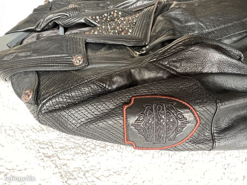 Perfecto cuir Harley Davidson femme taille S veste cloutées NEUVE (image 4)
