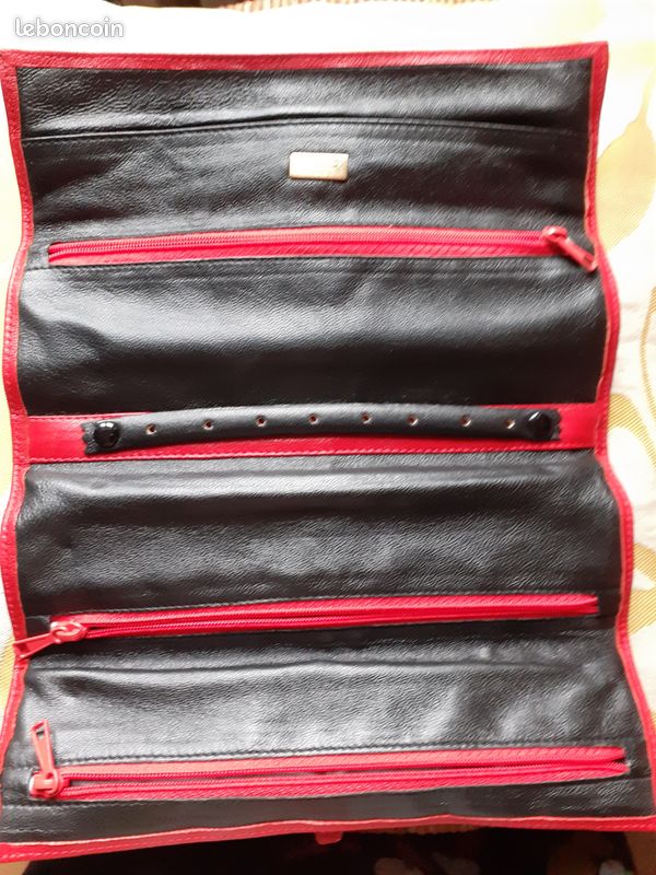 Pochette de voyage cuir rouge LANCEL (image 2)