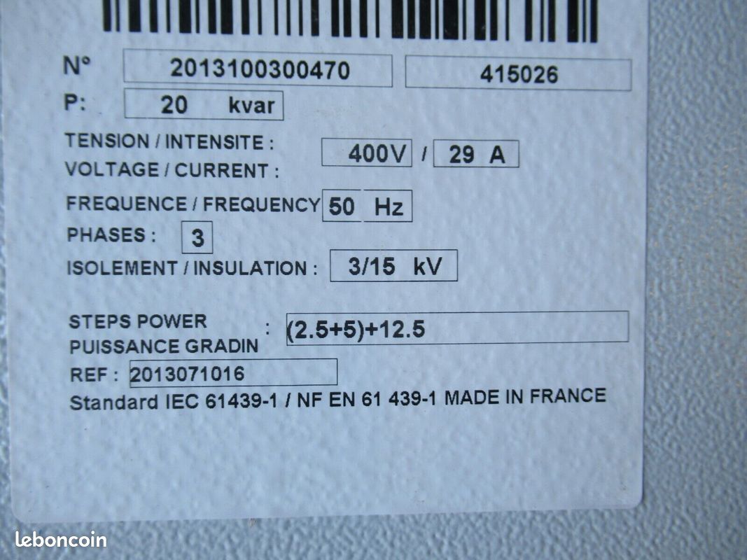 Legrand 415026 armoire- batterie automatique triphasee 400v p: 20 kvar (image 7)