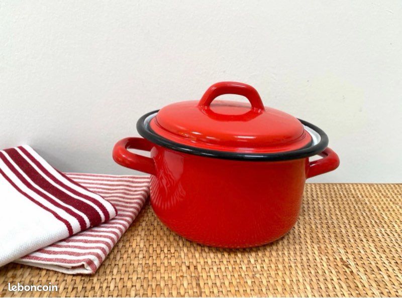Cocotte Friteuse Vintage Japy - Années 50 - Jaune émaillée - Cuisine Rétro