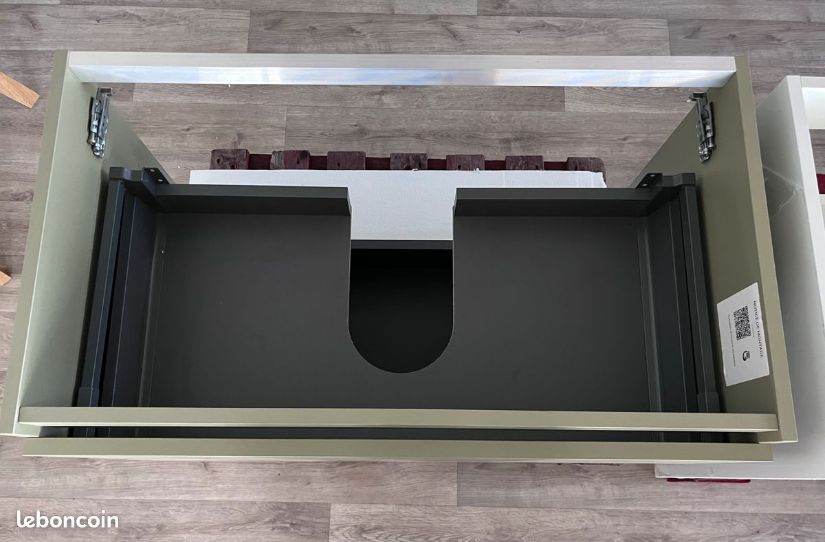 Meuble sous vasque salle de bain 80cm Vert olive mat NEUF (image 2)