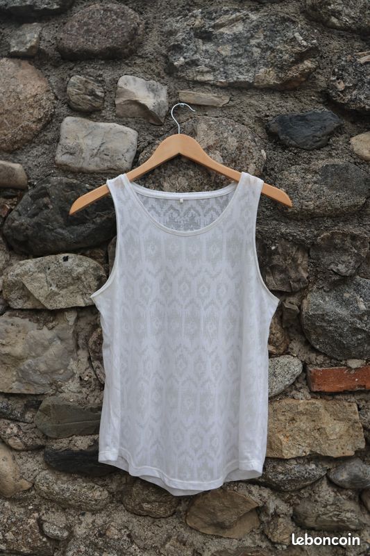 Débardeur blanc motifs transparents - Only you - Taille S (image 1)