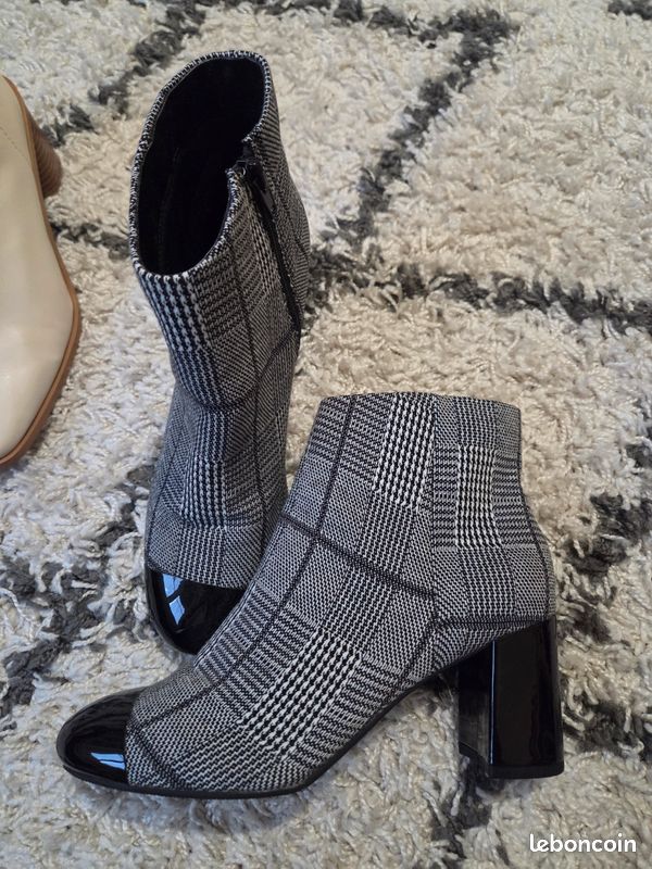 Bottines à talons motif pied-de-poule – T39 (image 1)