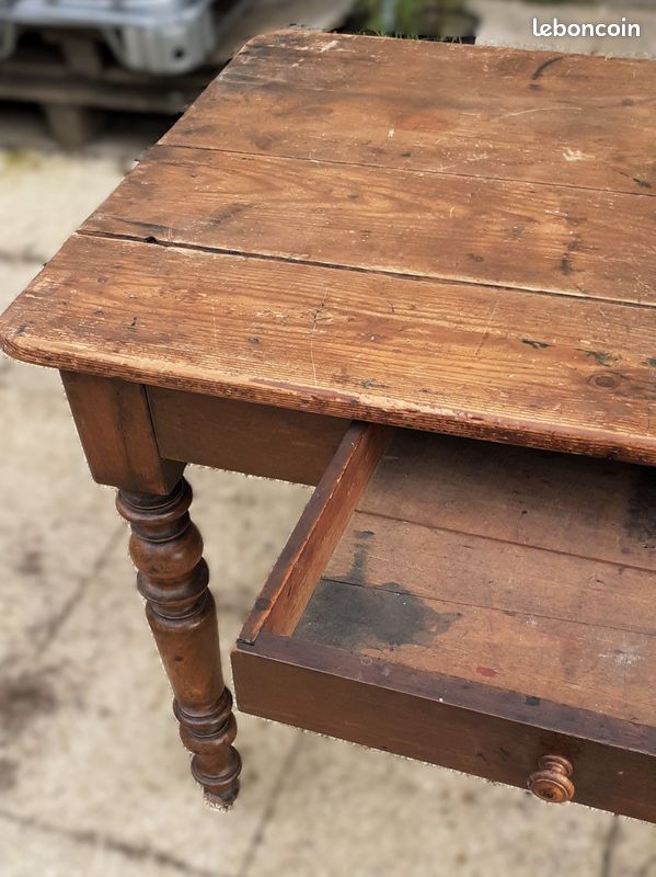 Table d'écriture ancienne bureau pieds tournés (image 3)