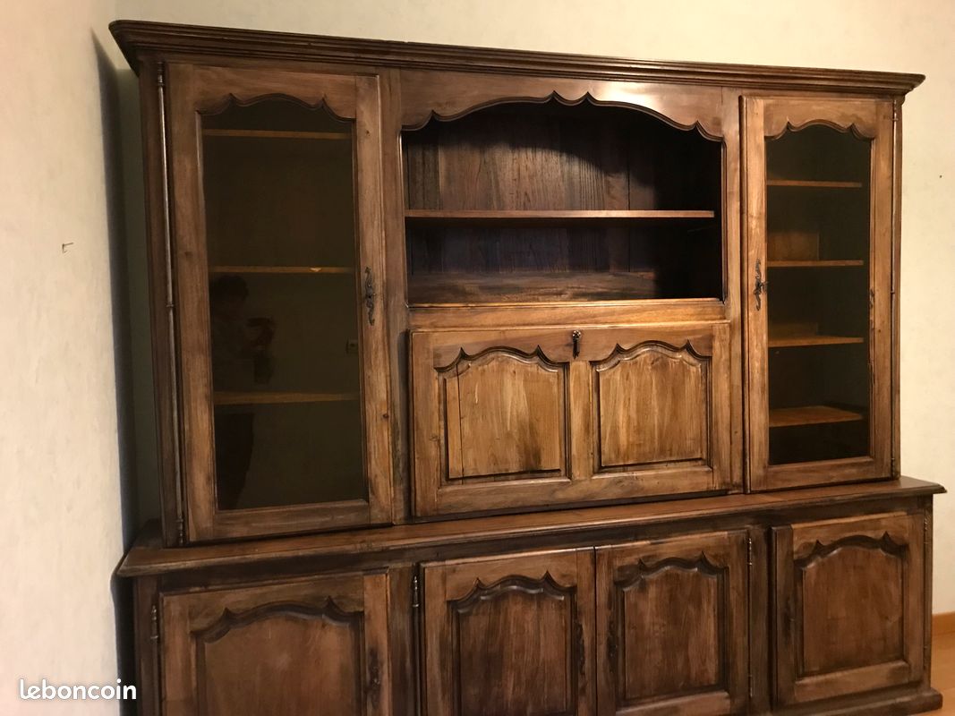 Grand meuble de rangement (ou bibliothèque) vintage en bois massif (image 3)