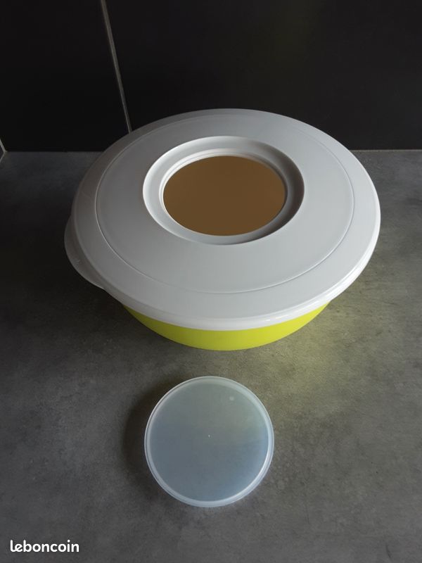 Tupperware Grand bol de service avec rangement Thatsa 42 C avec couvercle # 5377 Blanc ROUGE - Canada