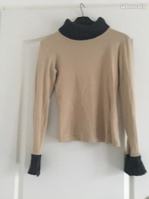 Pull femme Col et Poignées roulés en Laine .Très B E (image 3)