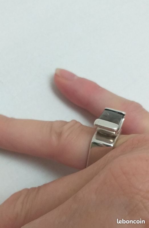 Bague Carrée En Argent Massif 925 - Taille 56, 23g | Neuf Sans Emballage