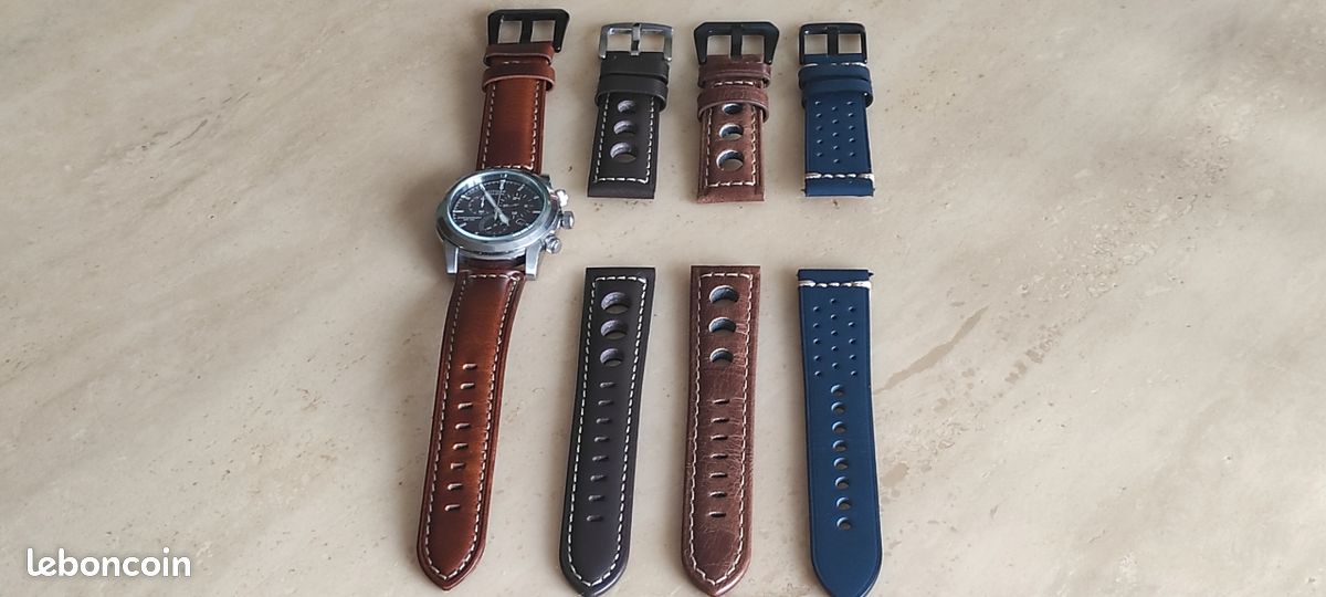Bracelet montre simili cuir 22 mm différents modèles (image 1)