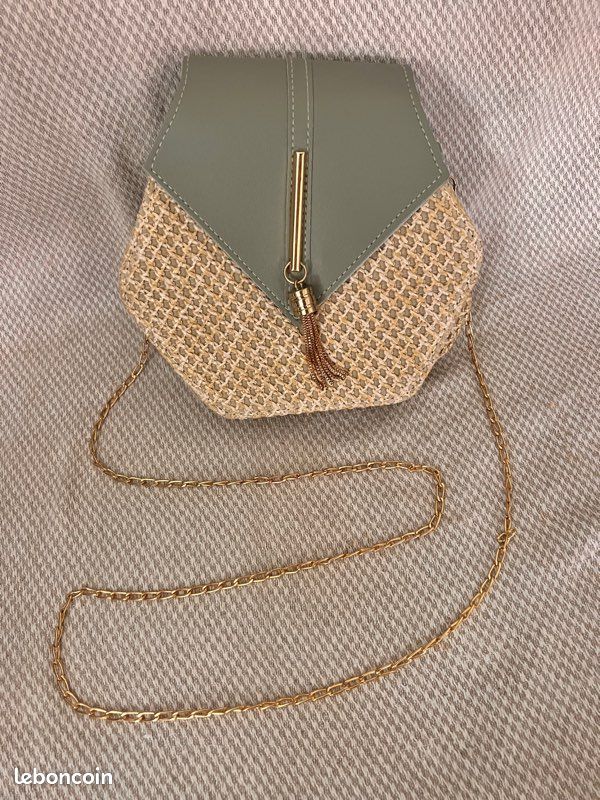 🌞 Sac à main en paille et cuir kaki pour un style bobo chic jamais porté (image 13)