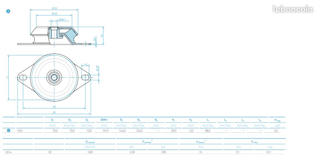 4 supports antivibratoires VULKAN VV93 - Neufs (image 5)
