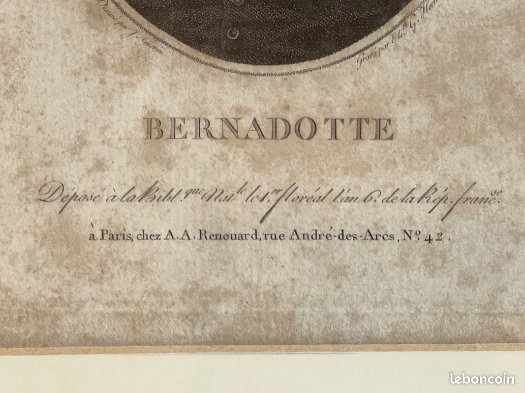 Estampe portrait du général Jean-Baptiste Bernadotte 18ème siècle (image 4)