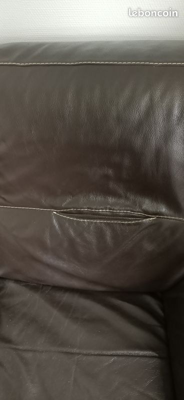 Canapé cuir marron 2 places (image 2)