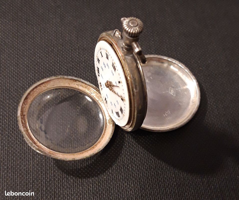 Très Belle Montre Gousset Ancienne En Argent Massif - Poinçon JC 1887 - Fonctionne - Occasion