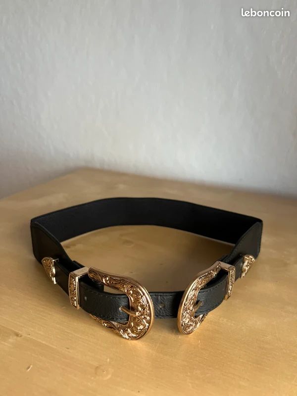 Boucle De Ceinture Vintage Coro Double Bague Coulissante - Or - Métal