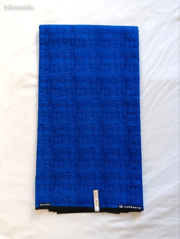Tissu wax 100% coton 2 yards - bleu, marine, géométrique (image 2)
