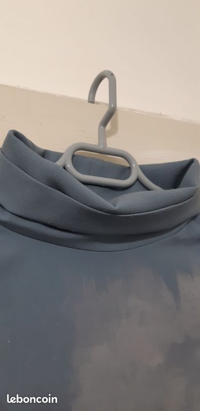 Robe Cop Copine Bleu Et Marron - Taille 36, Col Bénitier, Manches Longues, Occasion Très Bon état