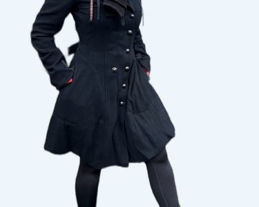 Manteau En Laine Bouillie Noire Marithé Et François Girbaud - Taille S, Occasion En Très Bon état - Style Classique