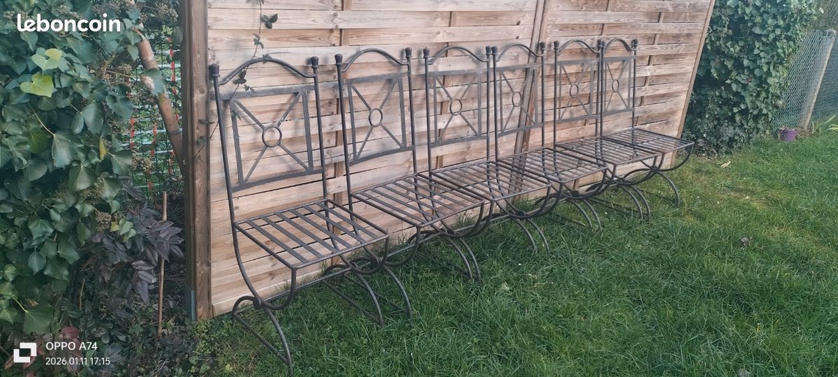 Vends bel ensemble table + 6 chaises en fer forgé travaillé à la main (image 9)