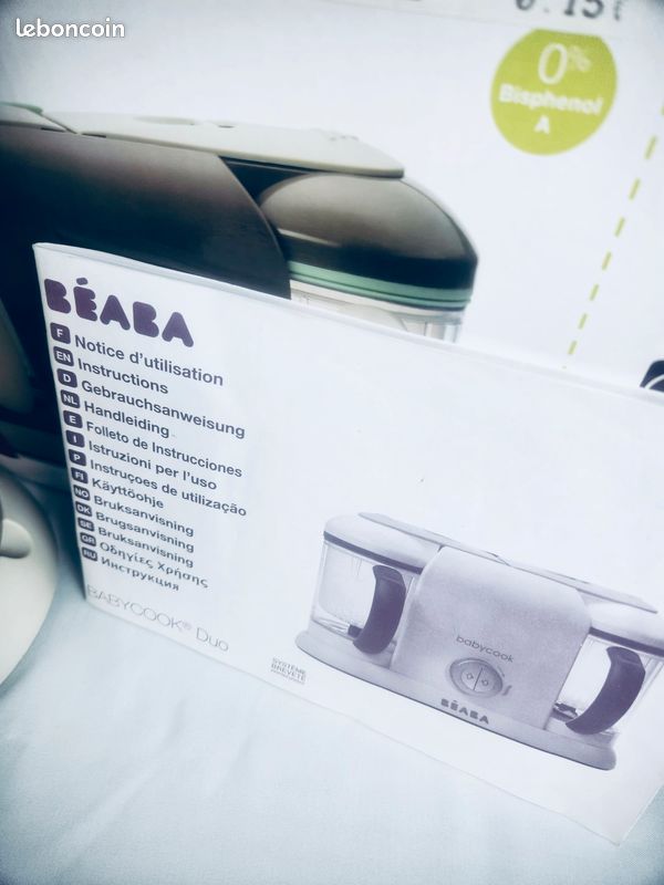 Béaba Babycook Duo Robot Cuiseur Mixeur – Taupe & Vert Eau TBE (image 10)