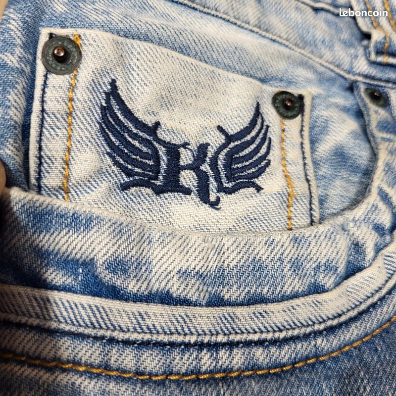 Jean Kaporal Homme 38/40 Bleu Délavé Y2K Coupe Droite Bootcut Vintage Streetwear (image 3)