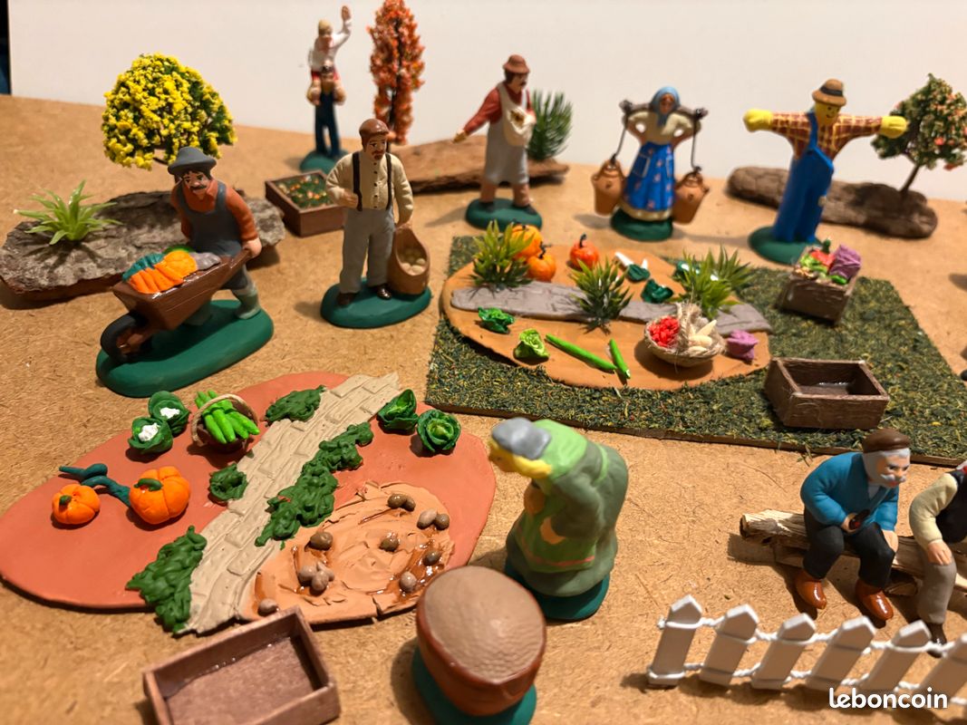 Statuette Stand De Légumes Pour Crèche De Noël - Décoration Traditionnelle Réaliste En Résine 13,2 X 8 X 4 Cm