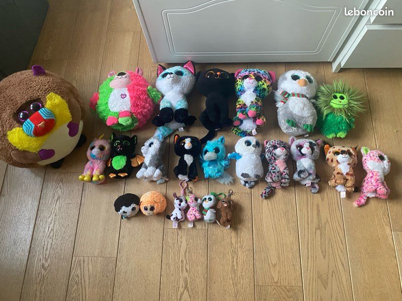 Lot De 3 Peluches TY Animaux Boule - Occasion En Très Bon état