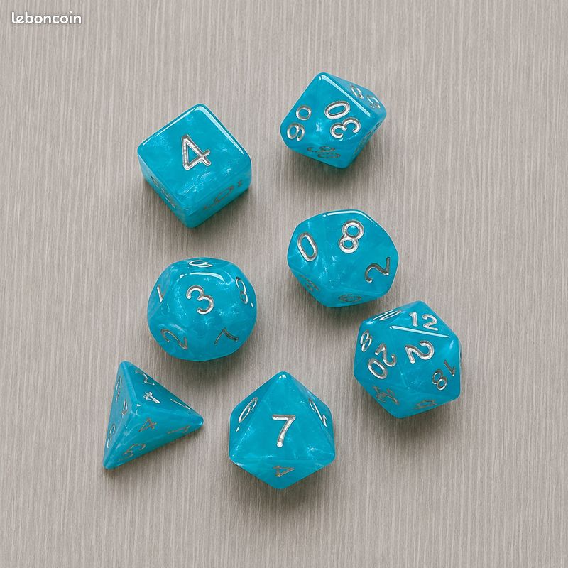 🎲Set de dés RPG (jeu de rôle) – 7 dés polyédriques – Couleur bleu – Neuf (image 1)